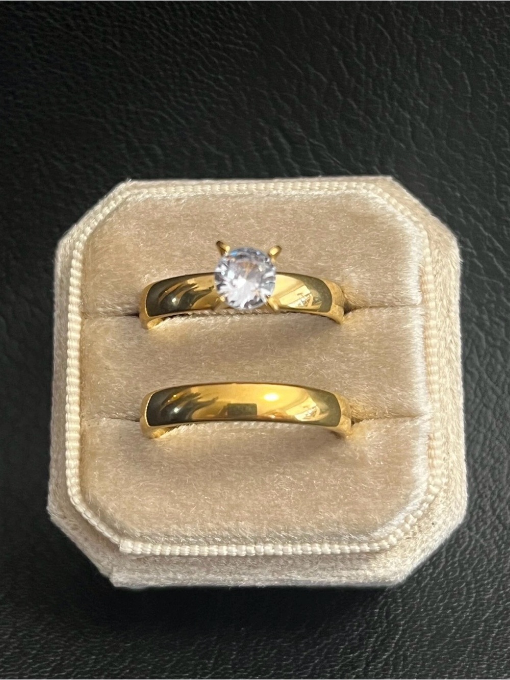 18KT Gold 2CT Diamond Solitaire 2PC Engagement Wedding Ring Set